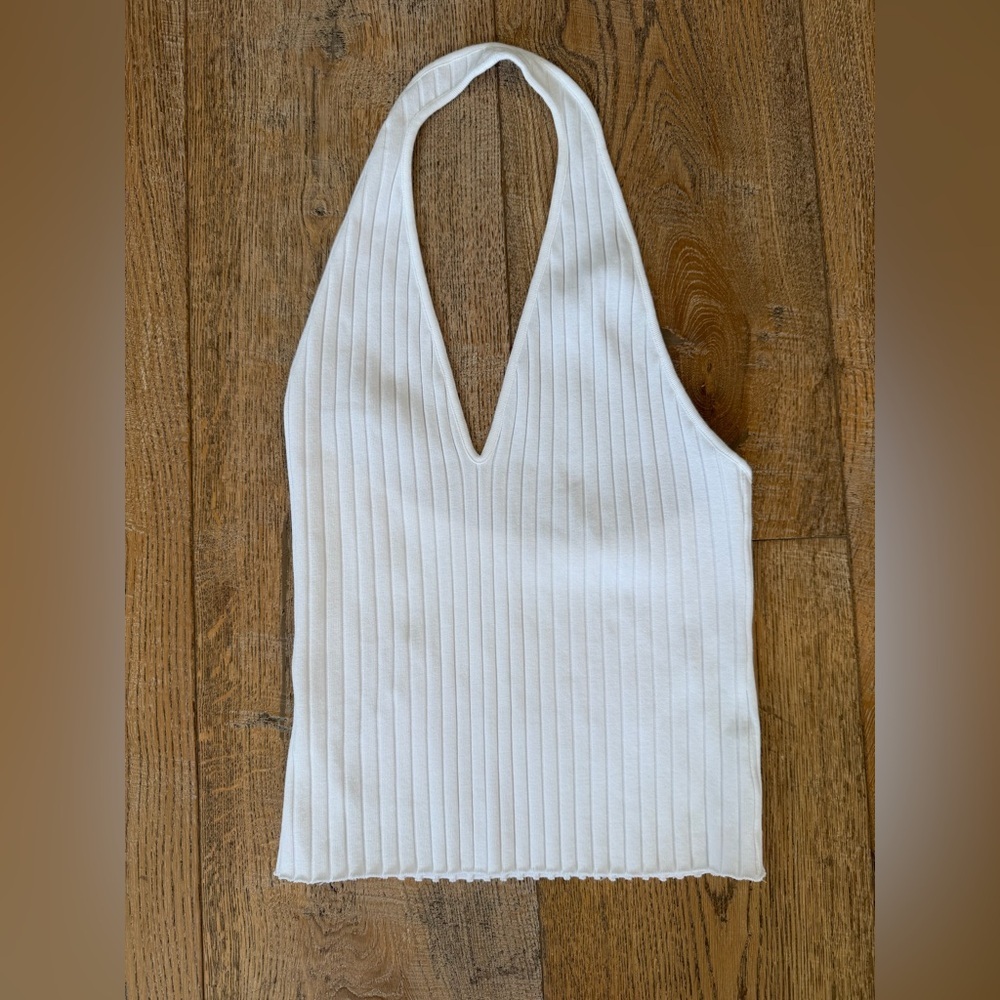 White Ribbed Halter Top size medium